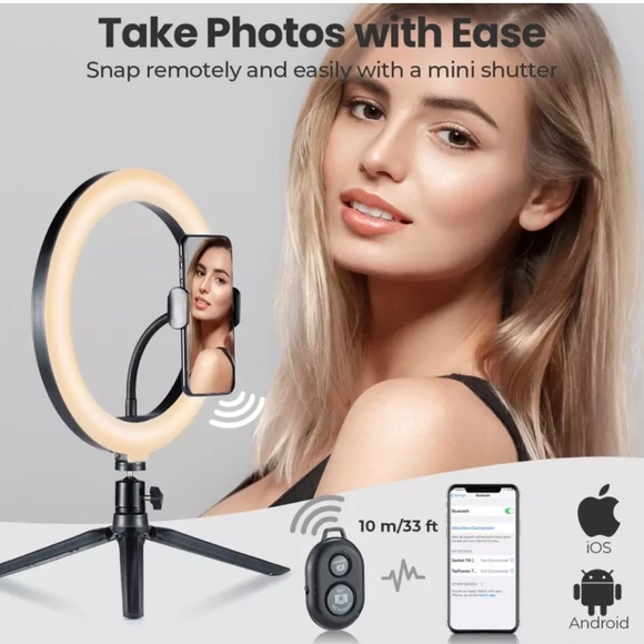 Victsing 10" LED Ring Light Tripod Adjustable Shades Phone Holder BH472A - Picture 3 of 7